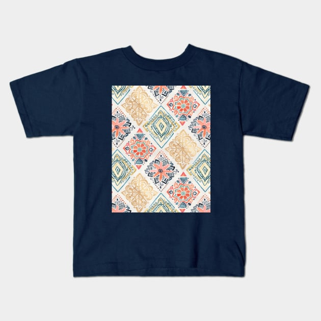 Gilded Pysanky Diamonds Pattern Kids T-Shirt by tangerinetane